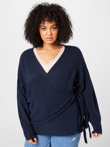 KAFFE CURVE Knit Cardigan 'Welly' in Blue: front