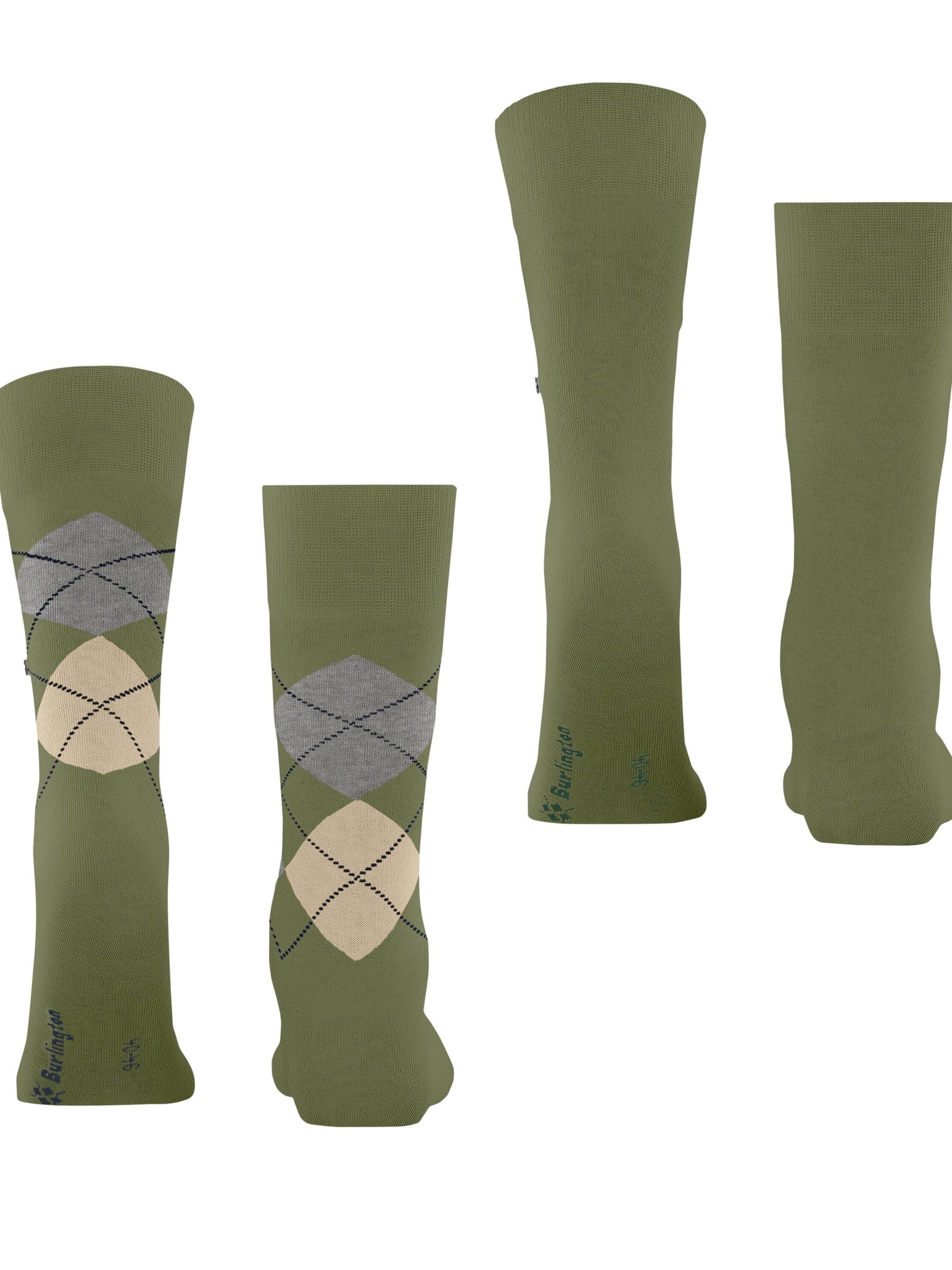 BURLINGTON Socks 'Everyday Argyle Mix 2-Pack' in Green