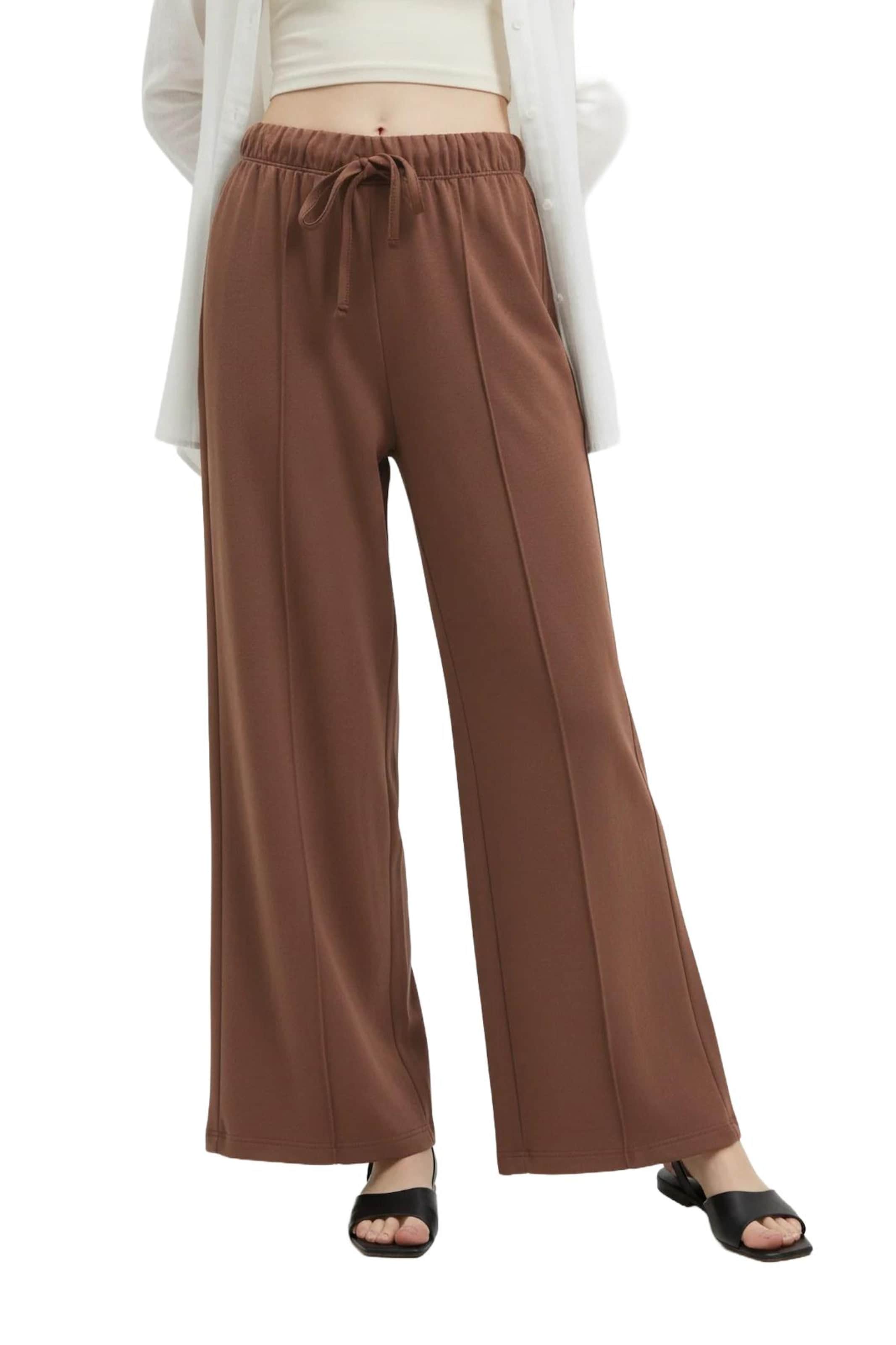 No Matter What Wide leg Trousers in Brown: front
