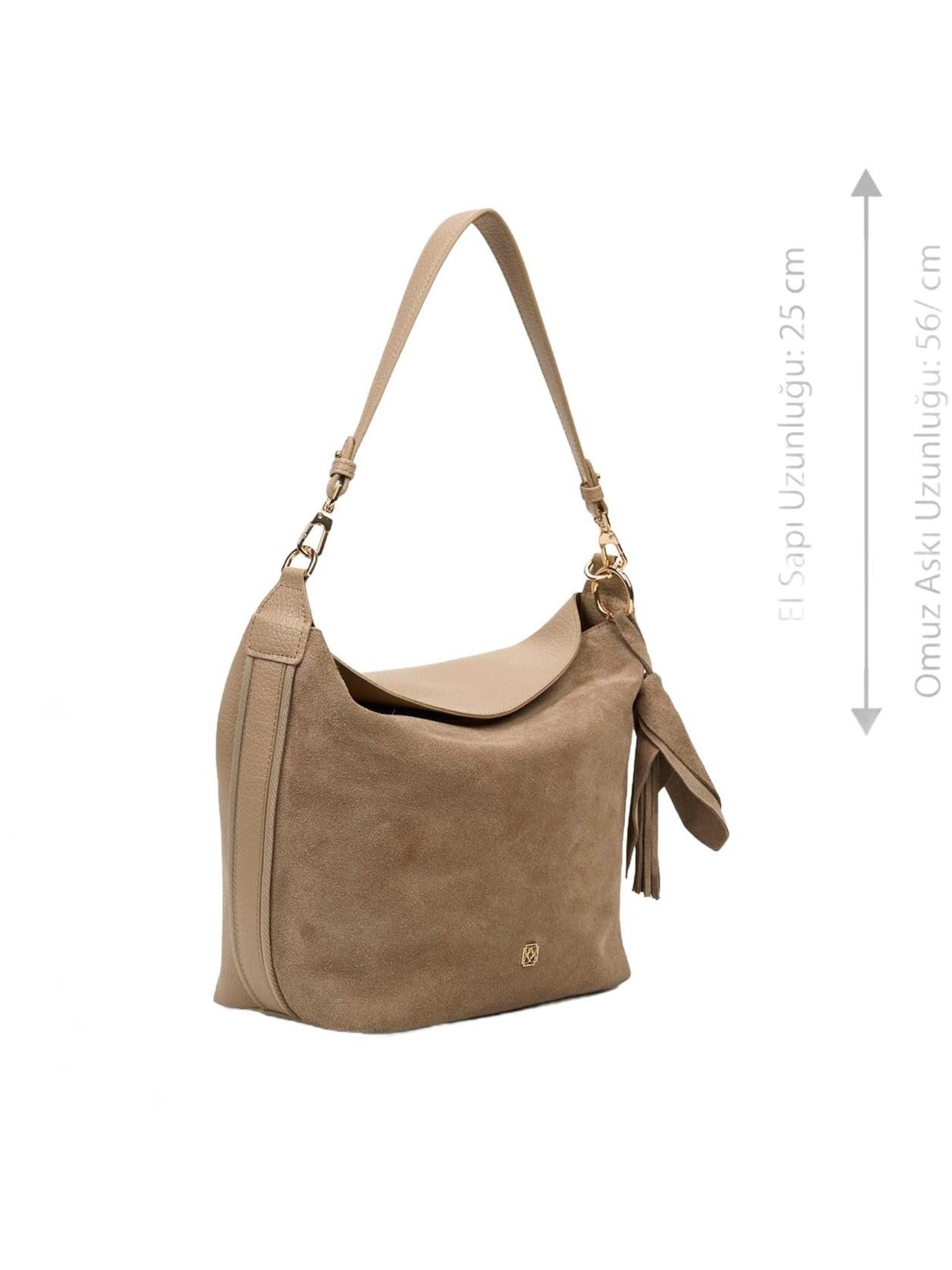 Desa - Bolso de hombro 'DESA Damen-Schultertasche mit Quasten-Detail' en beige