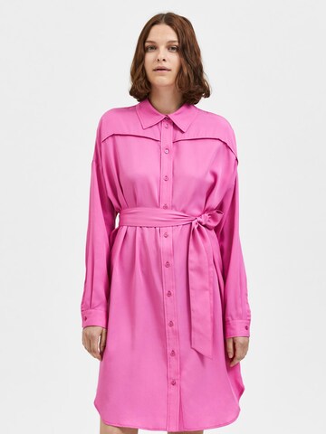 SELECTED FEMME Рокля тип риза в розово: отпред
