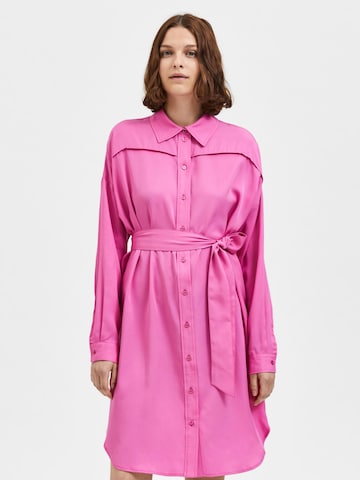 SELECTED FEMME Платье-рубашка в Ярко-розовый: спереди