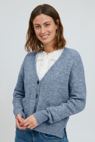 Fransa Gebreid vest 'FREMDEBBI 2' in Blauw: voorkant