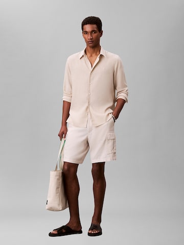 Calvin Klein Regular fit Button Up Shirt in Beige