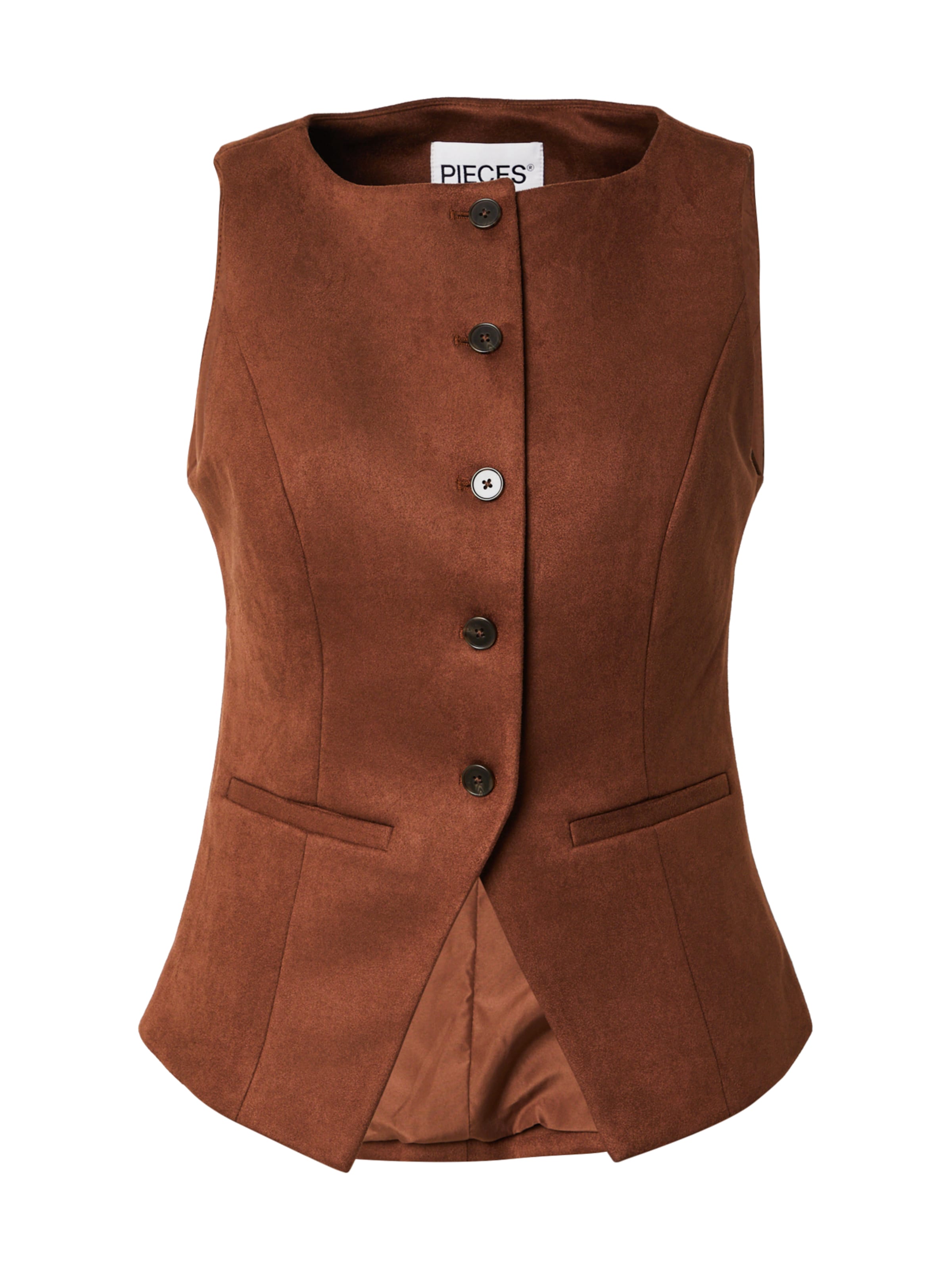 PIECES Kostymväst 'PCRAKEL' i brun: framsida