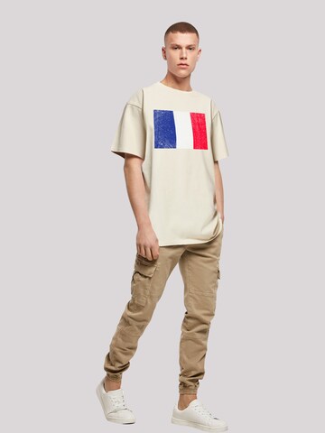 T-Shirt 'France Frankreich Flagge distressed' F4NT4STIC en beige