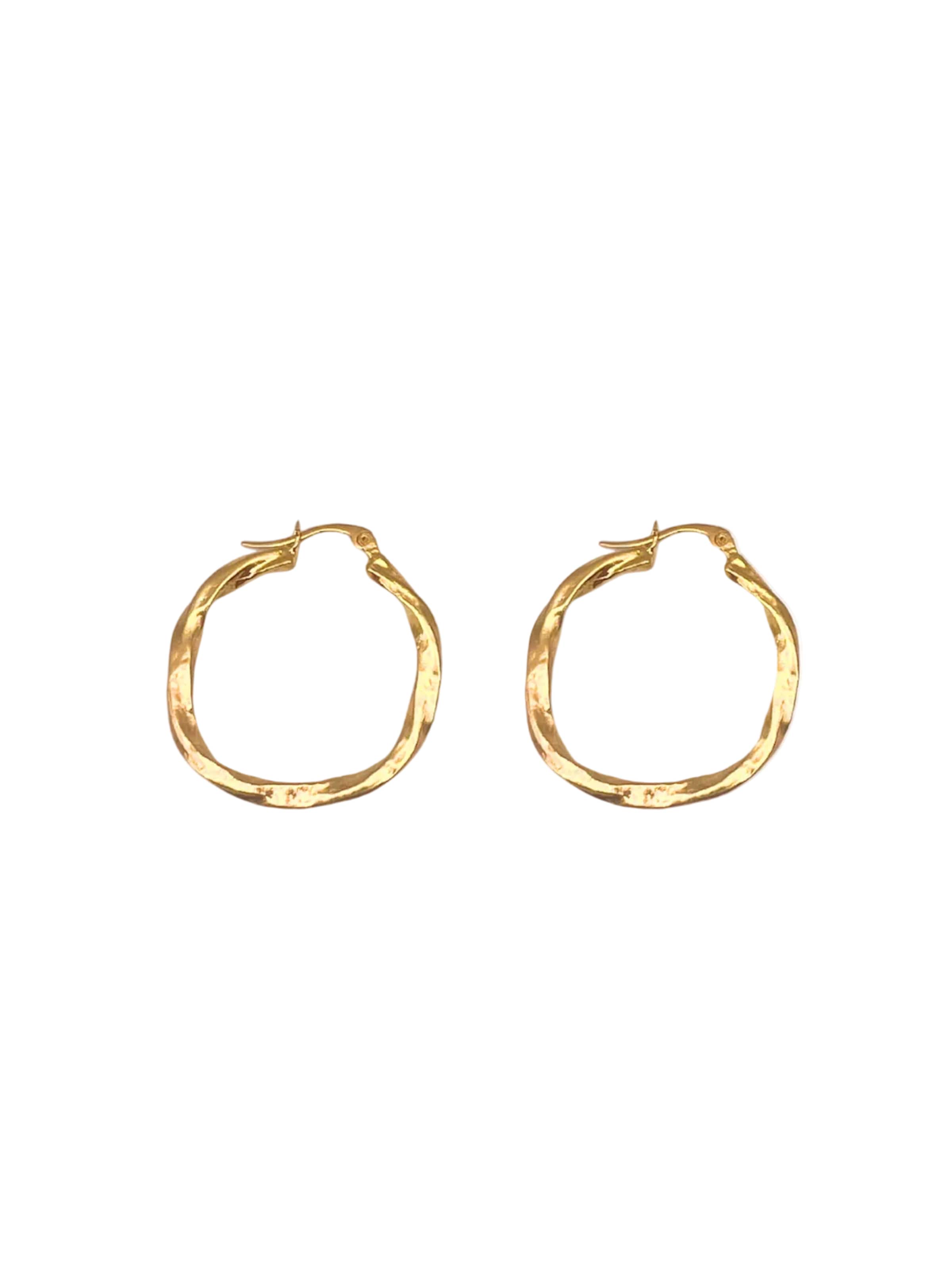 Boucles d'oreilles 'Majestic Hoops' Les Reines en or : devant