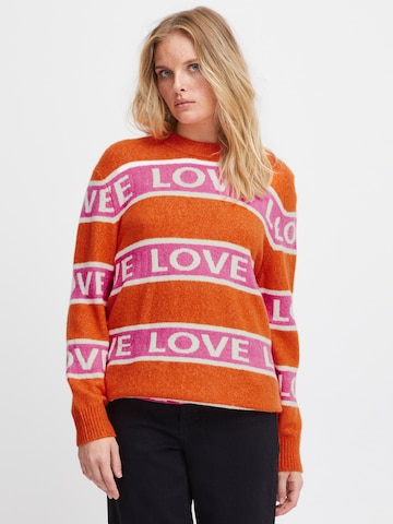 ICHI Sweater 'MOTIF' in Orange: front