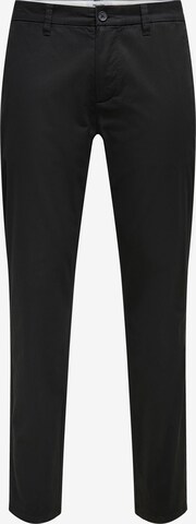 Only & Sons Regular Chino Pants 'Cam' in Black: front