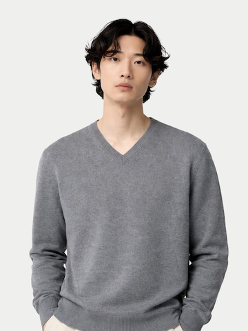 GOBI Cashmere - Jersey 'Men's Essential Cashmere V-Neck Sweater' en gris: frente