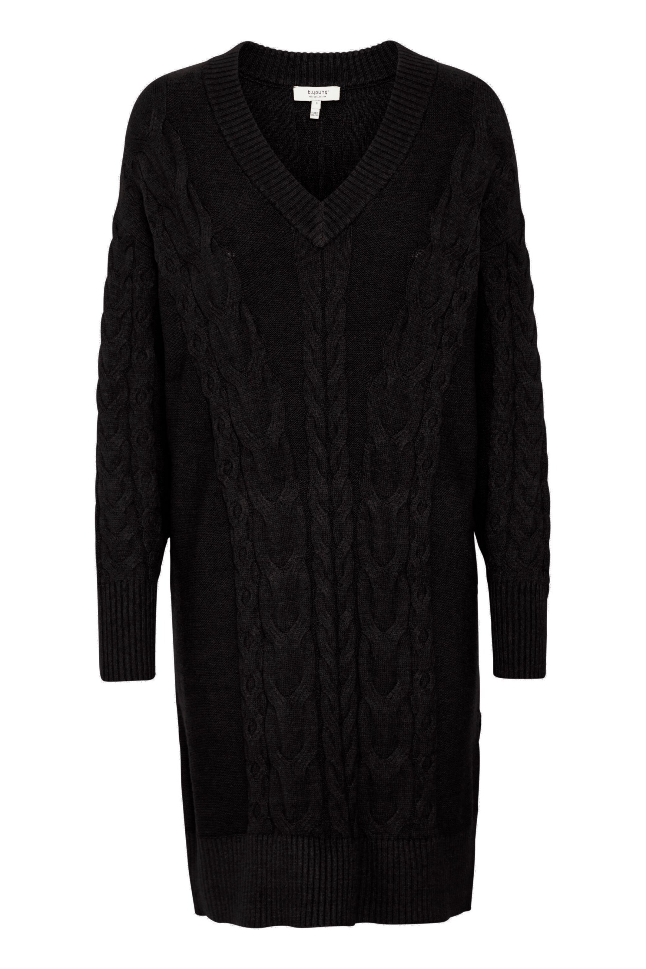 b.young Gebreide jurk 'Milo' in Zwart: voorkant