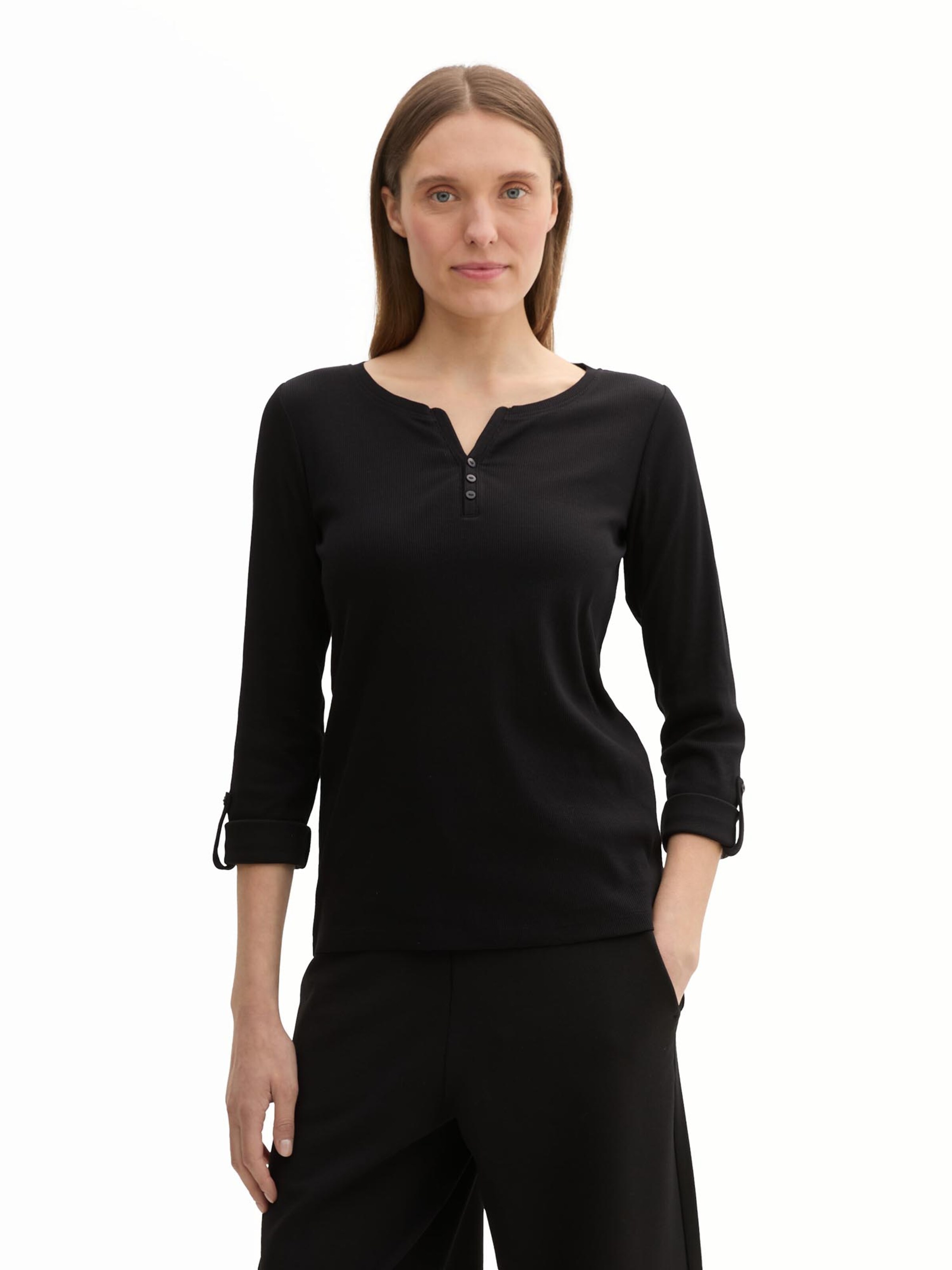 TOM TAILOR Shirt in Black: front