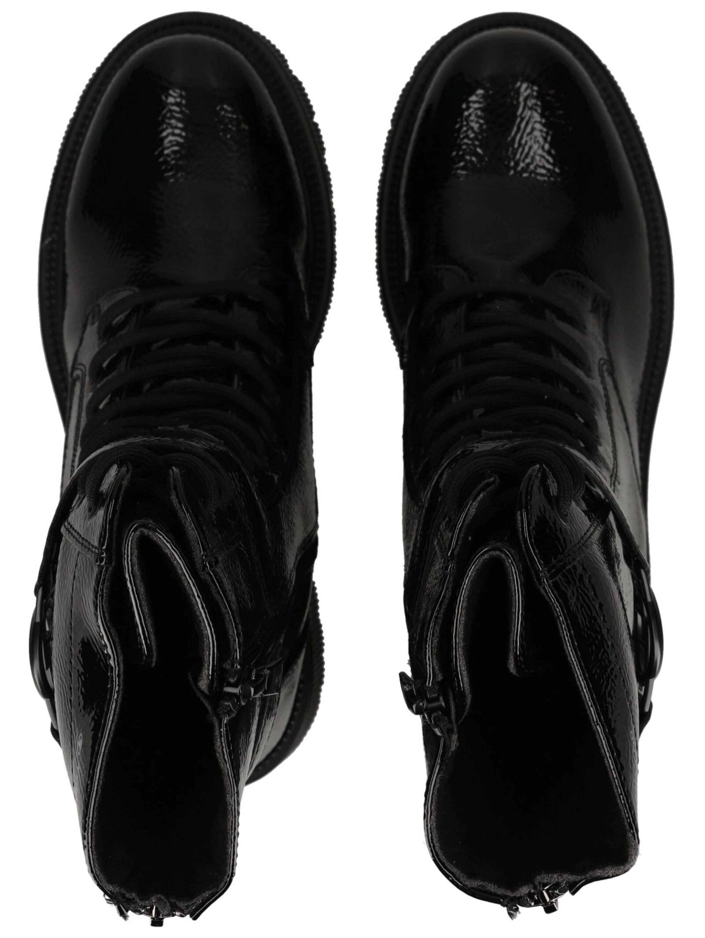 TOM TAILOR Schnürstiefelette in Schwarz
