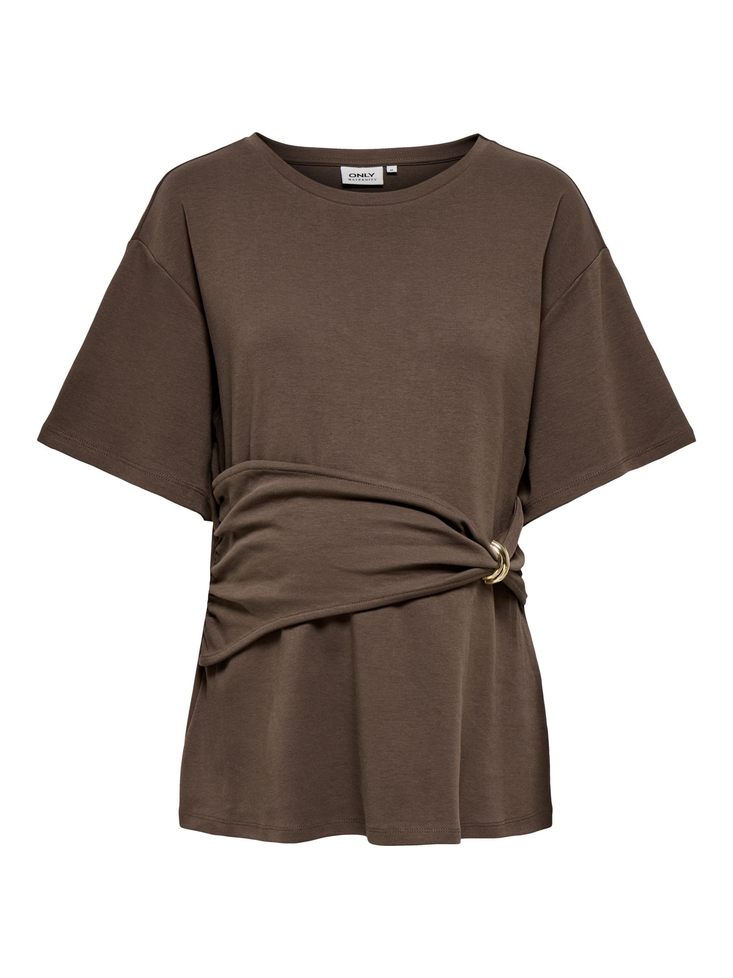 T-shirt Only Maternity en marron : devant