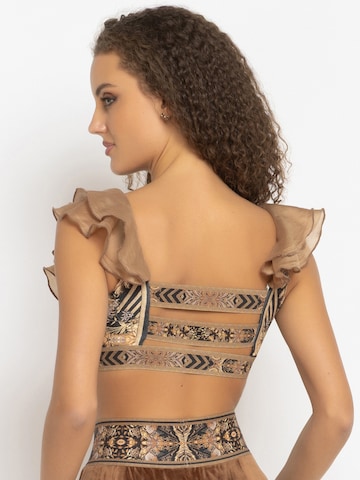 JIORO Triangel Bikinitop 'GOLDEN STRIPES' in Gemengde kleuren