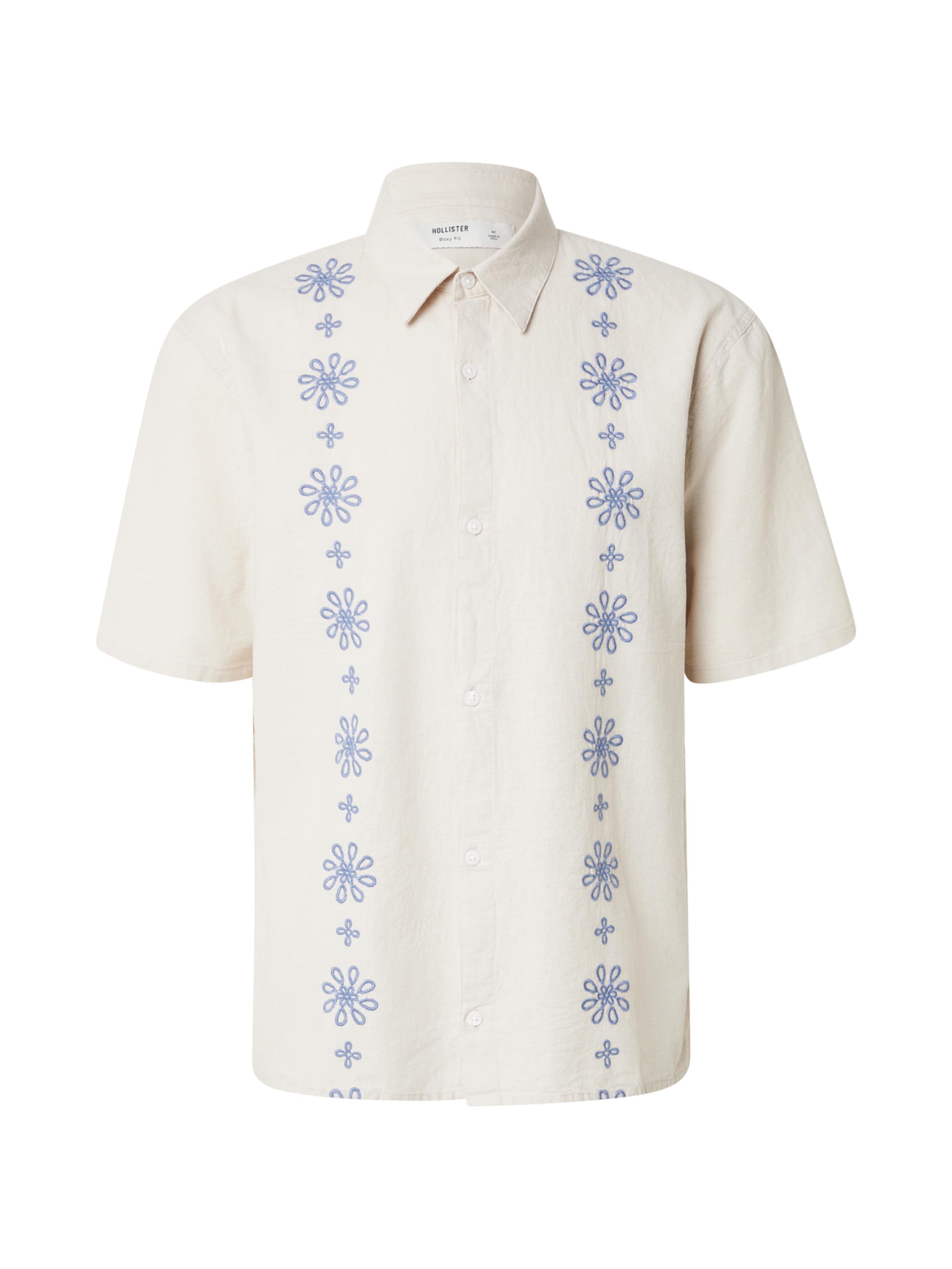 HOLLISTER Overhemd in de kleur Royal blue/koningsblauw / Wolwit, Productweergave