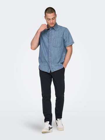 Only & Sons - Ajuste regular Camisa 'STEEN' en azul