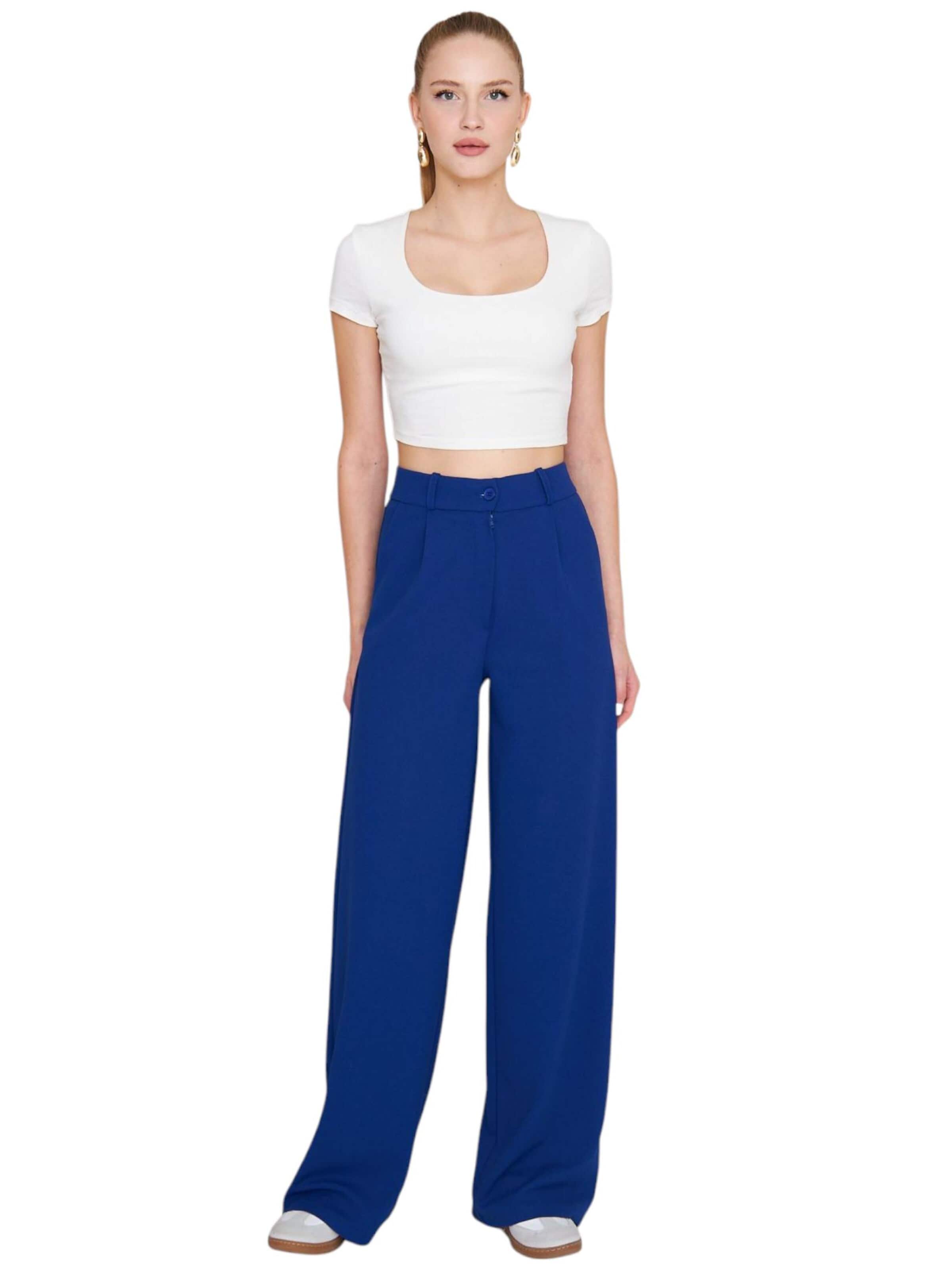 fashionshowcase Wide leg Pleat-Front Pants 'Seyra' in Blue