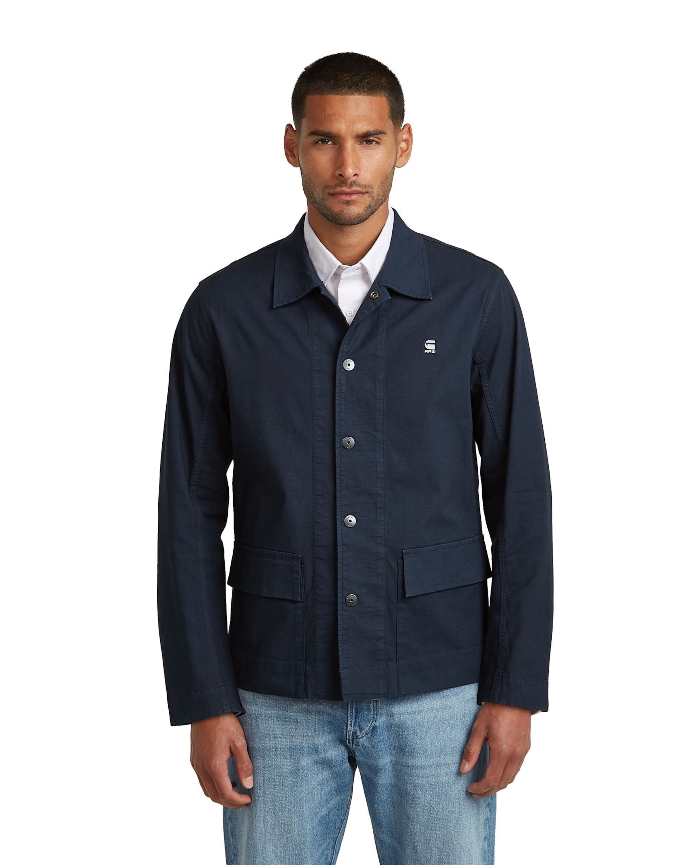 G-STAR Slim fit Button Up Shirt '2 Pocket Overshirt' in Blue: front