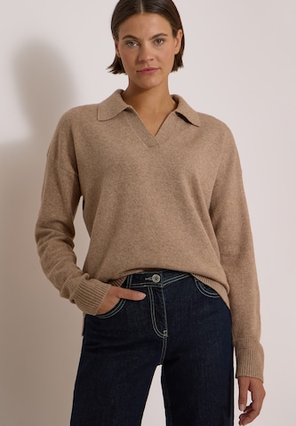 CECIL Langarm Pullover mit Polokragen in Braun