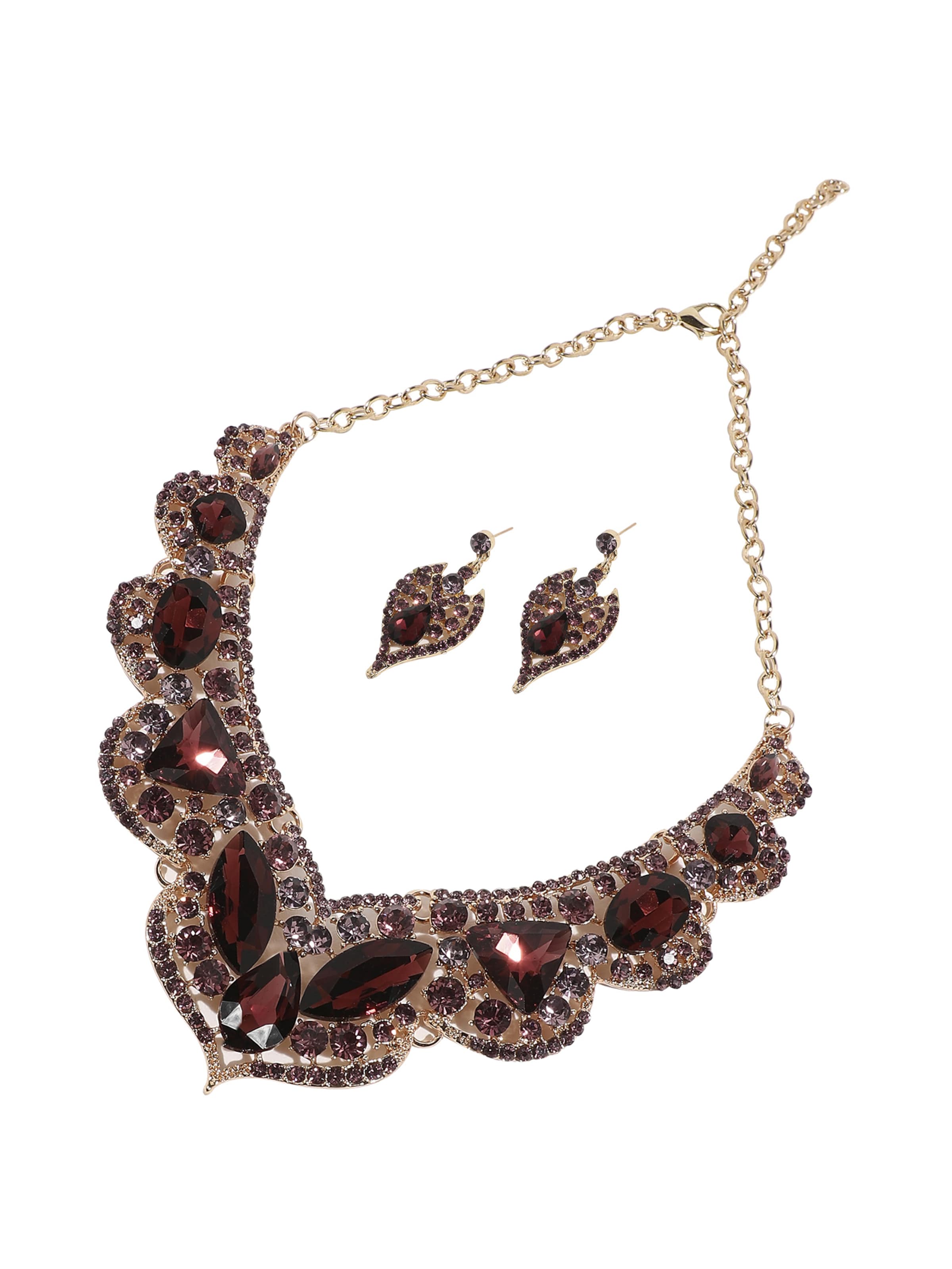 SOHI Parure de bijoux ' Liza ' en or / rouge foncé / argent, Vue avec produit