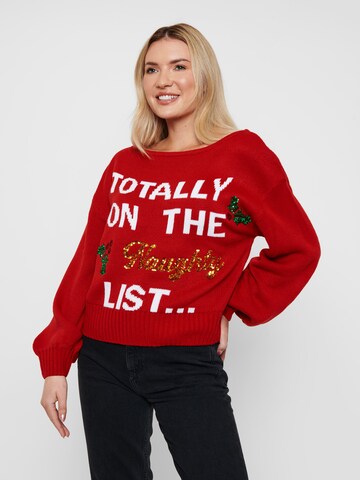 Threadbare Pullover 'Naughty List' in Rot: predná strana