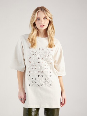 TOPSHOP Oversize t-shirt i beige: framsida