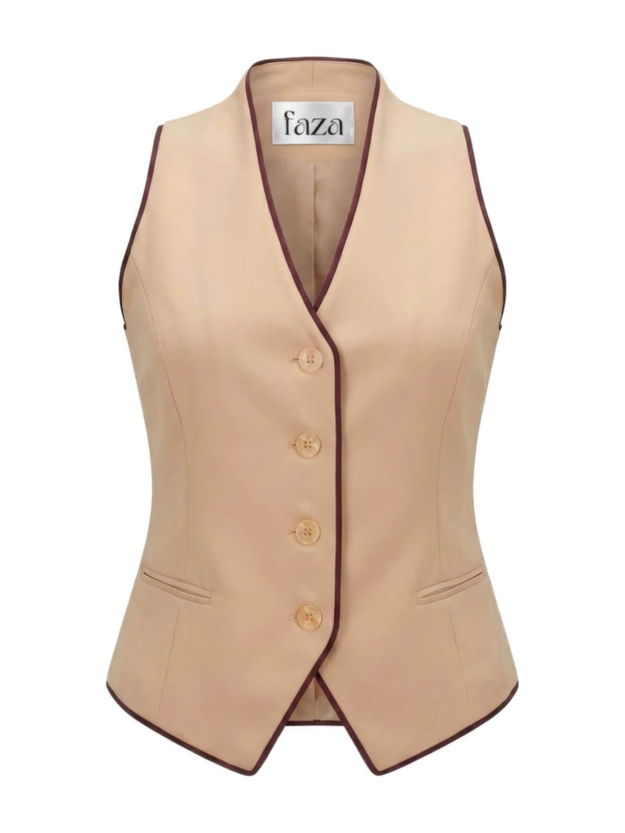 Faza Atelier Suit Vest 'Desert Rose' in Beige: front