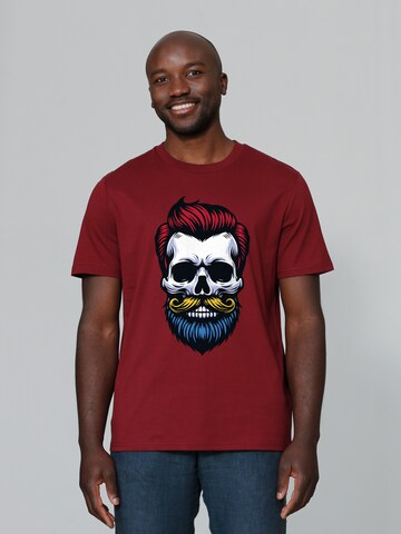 Maglietta 'Hipster Skull' di Watapparel in rosso: frontale