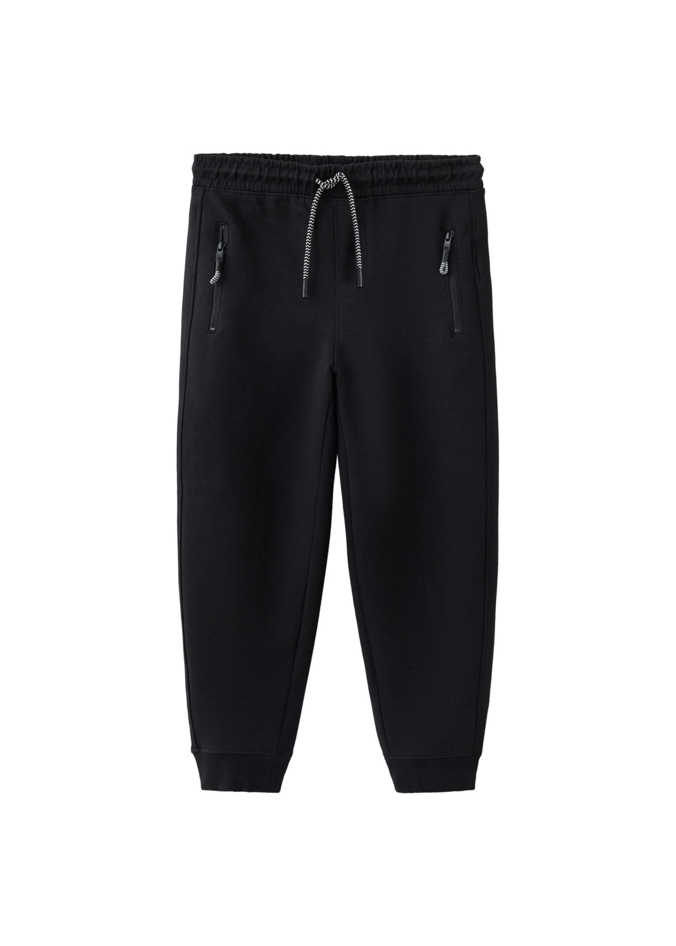 MANGO KIDS Tapered Byxa 'ZIPSET' i svart: framsida