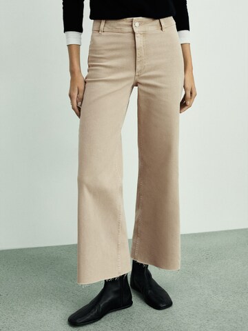 MANGO Wide Leg Farkut 'CATHERIN' värissä beige: etupuoli