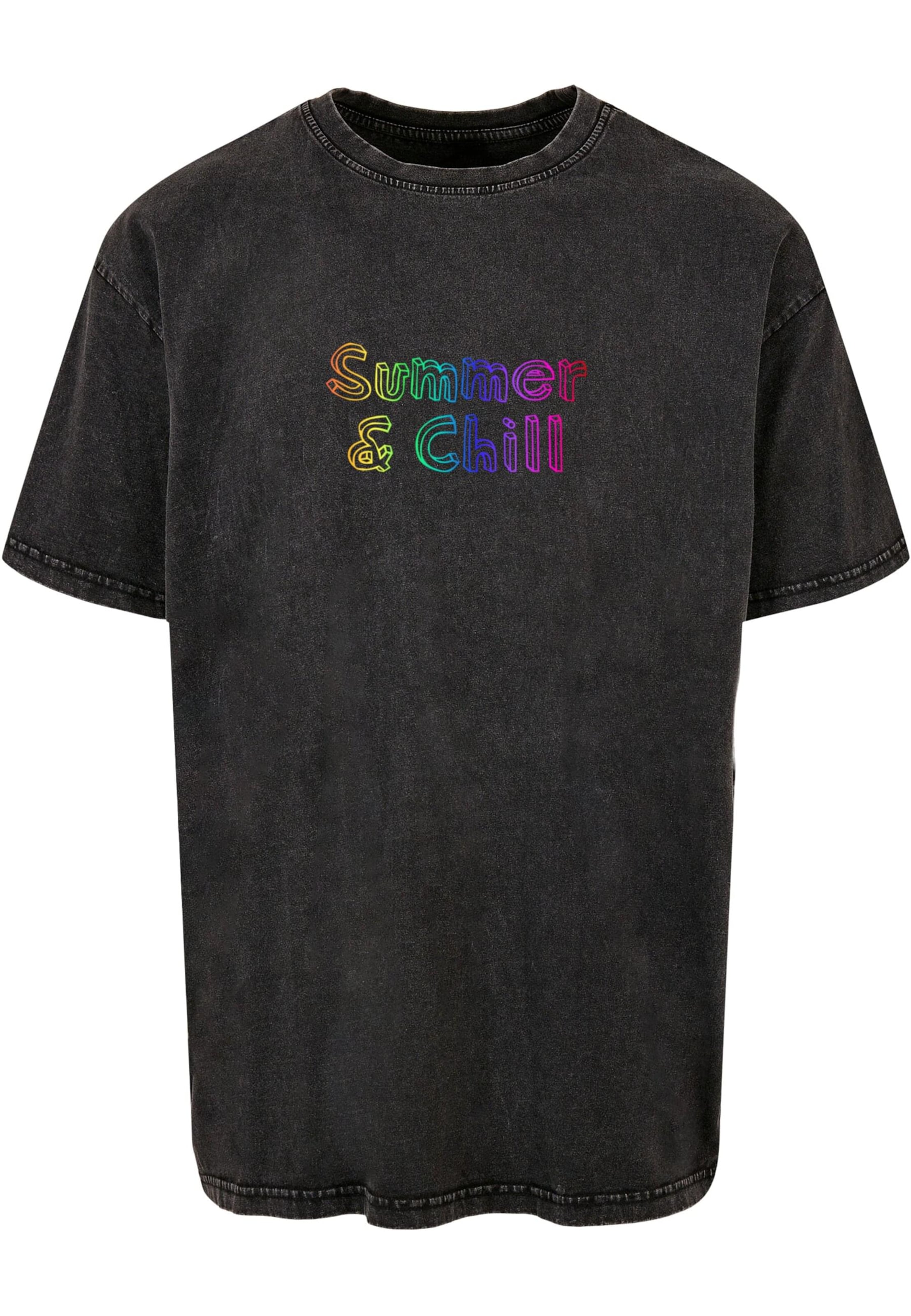 Merchcode Shirt 'Summer And Chill Rainbow' in Zwart: voorkant