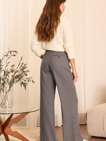 love & roses Wide leg Bandplooibroek in Grijs