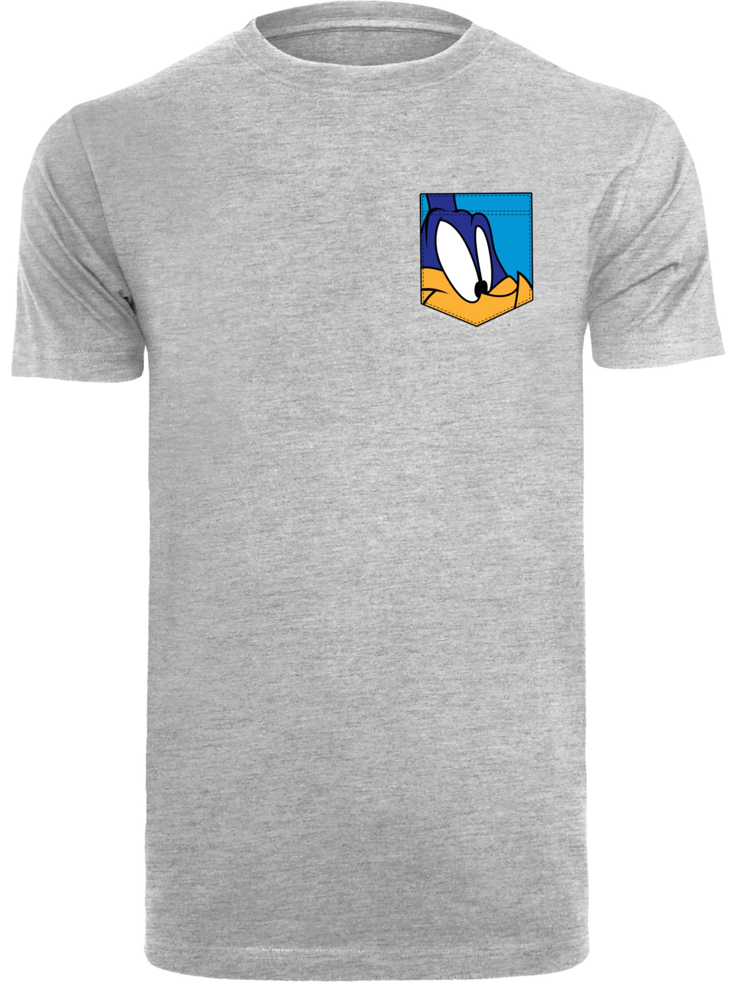 F4NT4STIC Shirt 'Looney Tunes Road Runner Face Faux Pocket' in Grey: front