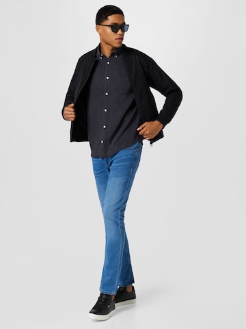 NN07 Comfort fit Button Up Shirt 'Levon' in Black