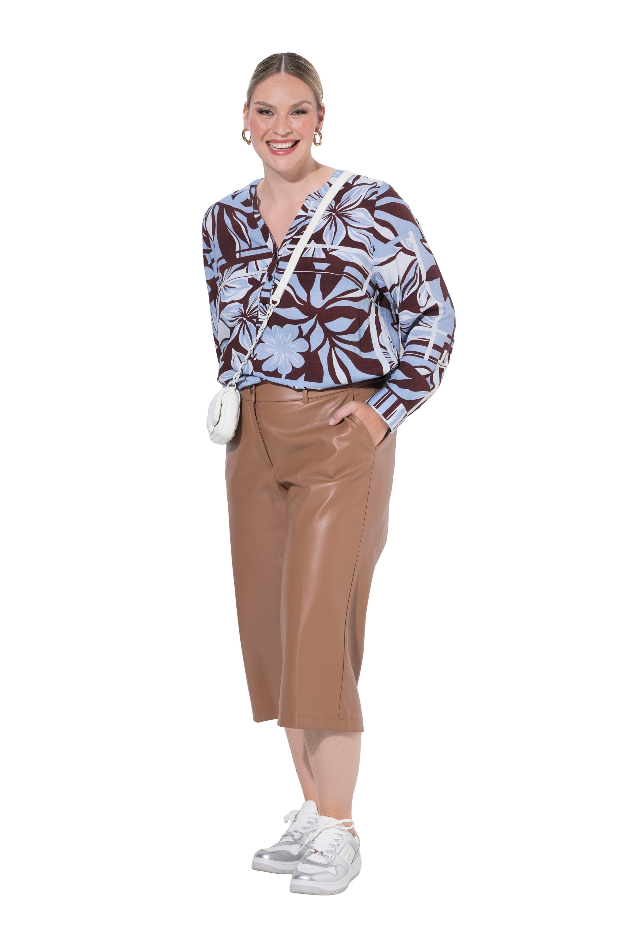 MIAMODA Wide leg Broek in Bruin: voorkant
