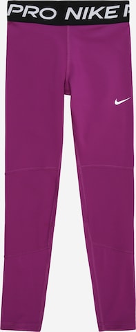 NIKE Workout Pants 'Pro' in Purple: front