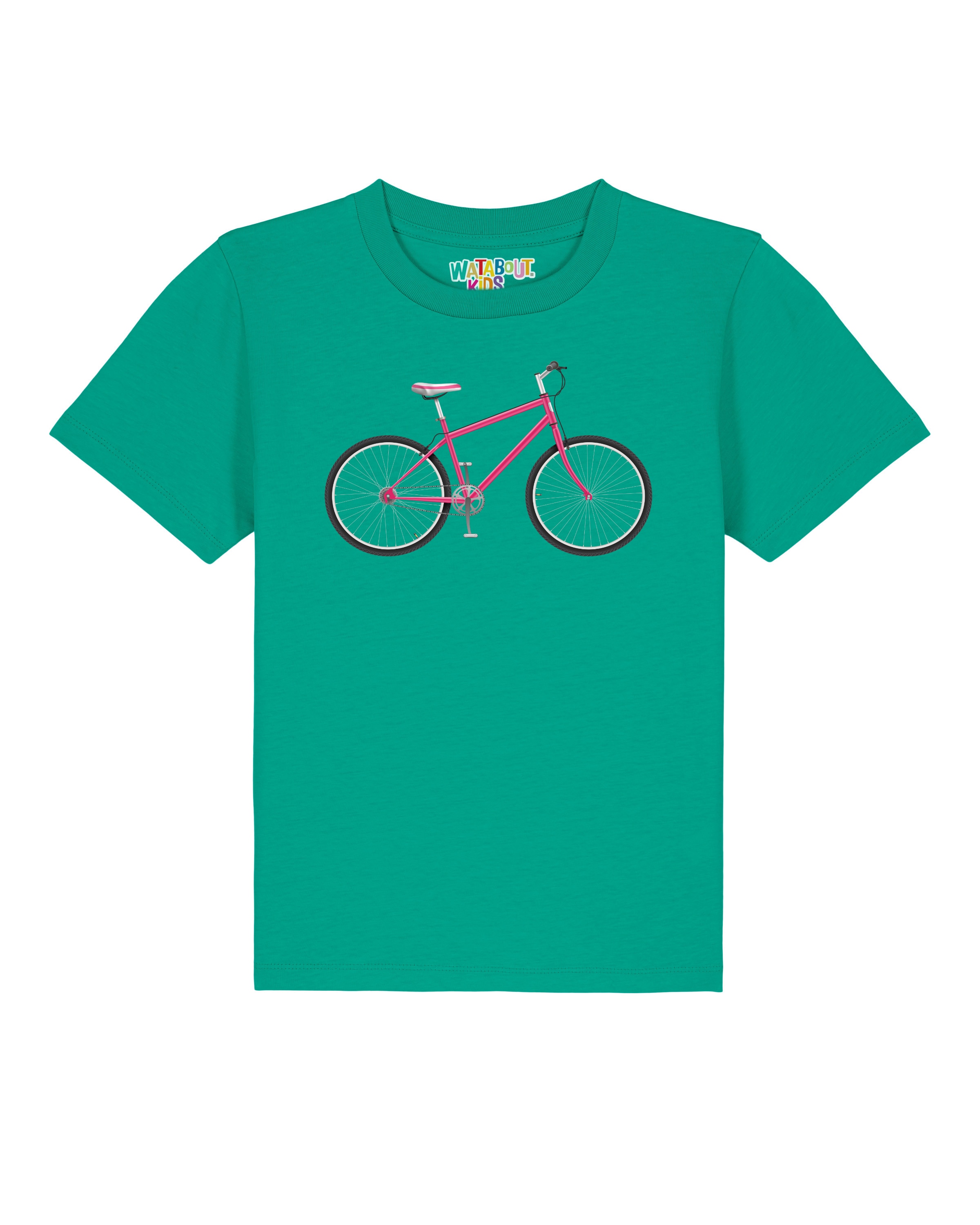 watabout.kids Shirt 'Pink Bike' in Green: front