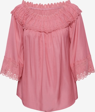 Cream Blouse 'Bea' in Roze: voorkant