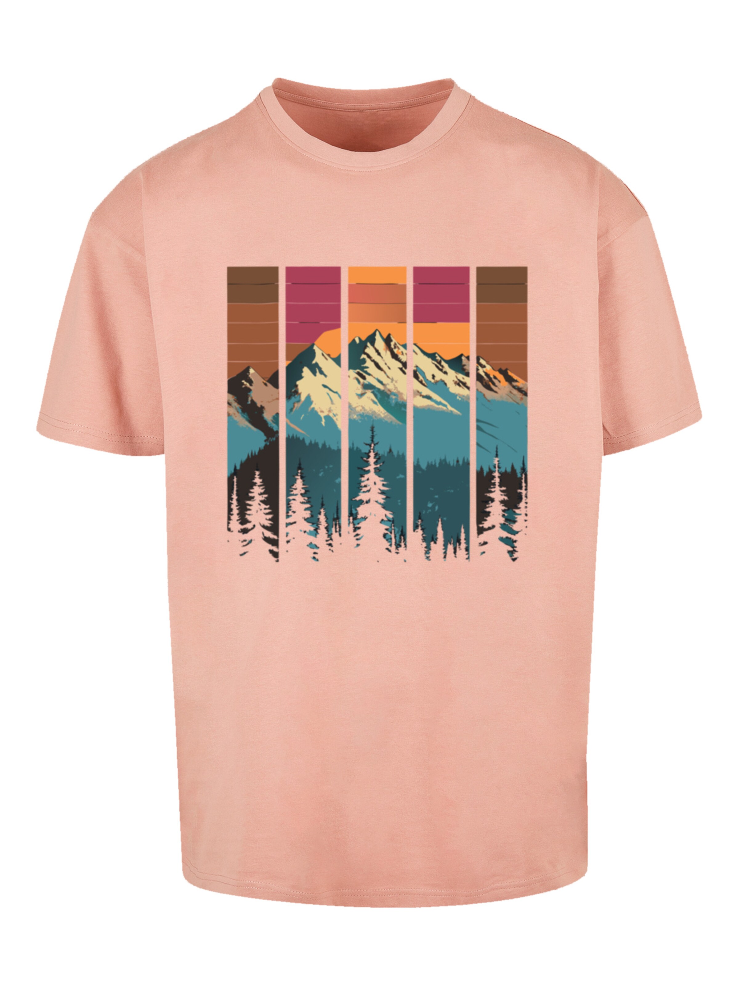 F4NT4STIC Shirt 'Berg Sonnenuntergang Retro' in Oranje: voorkant