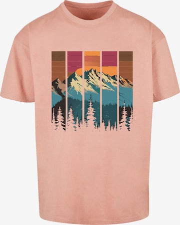 F4NT4STIC Shirt 'Berg Sonnenuntergang Retro' in Orange: front