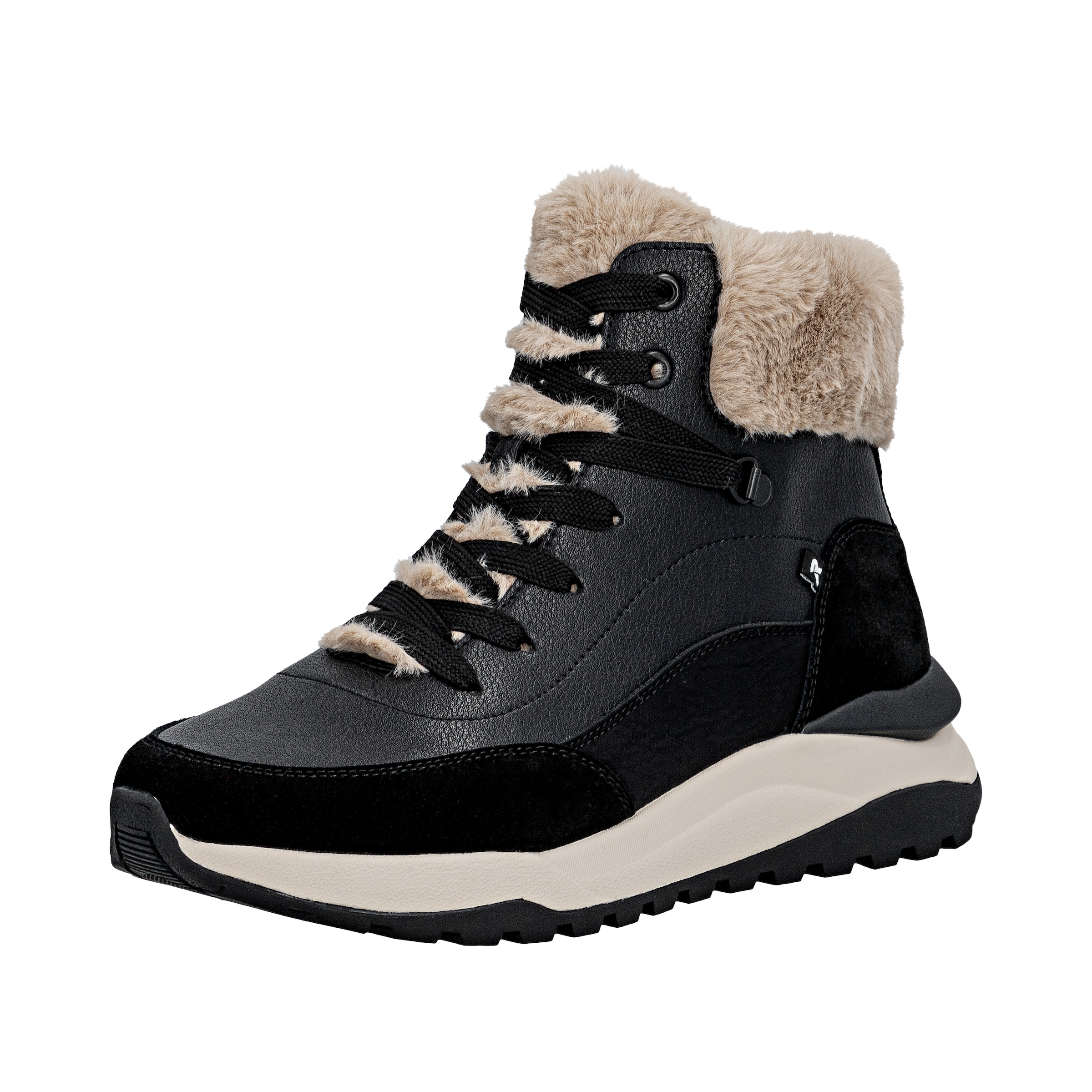 Rieker Lace-Up Ankle Boots in Black: front