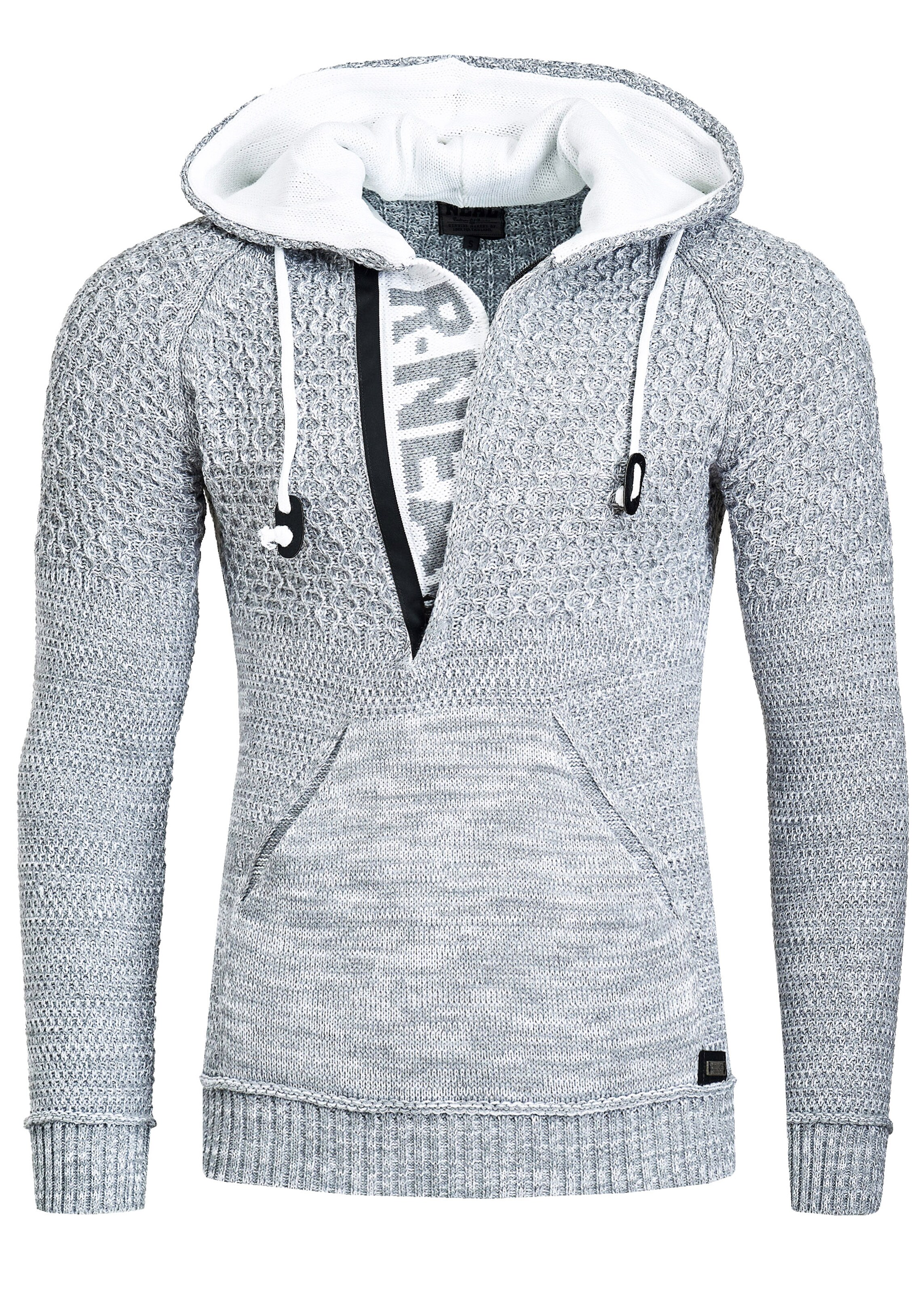 Rusty Neal Cooler Grobstrick Pullover Mit Kapuze In Grau About You