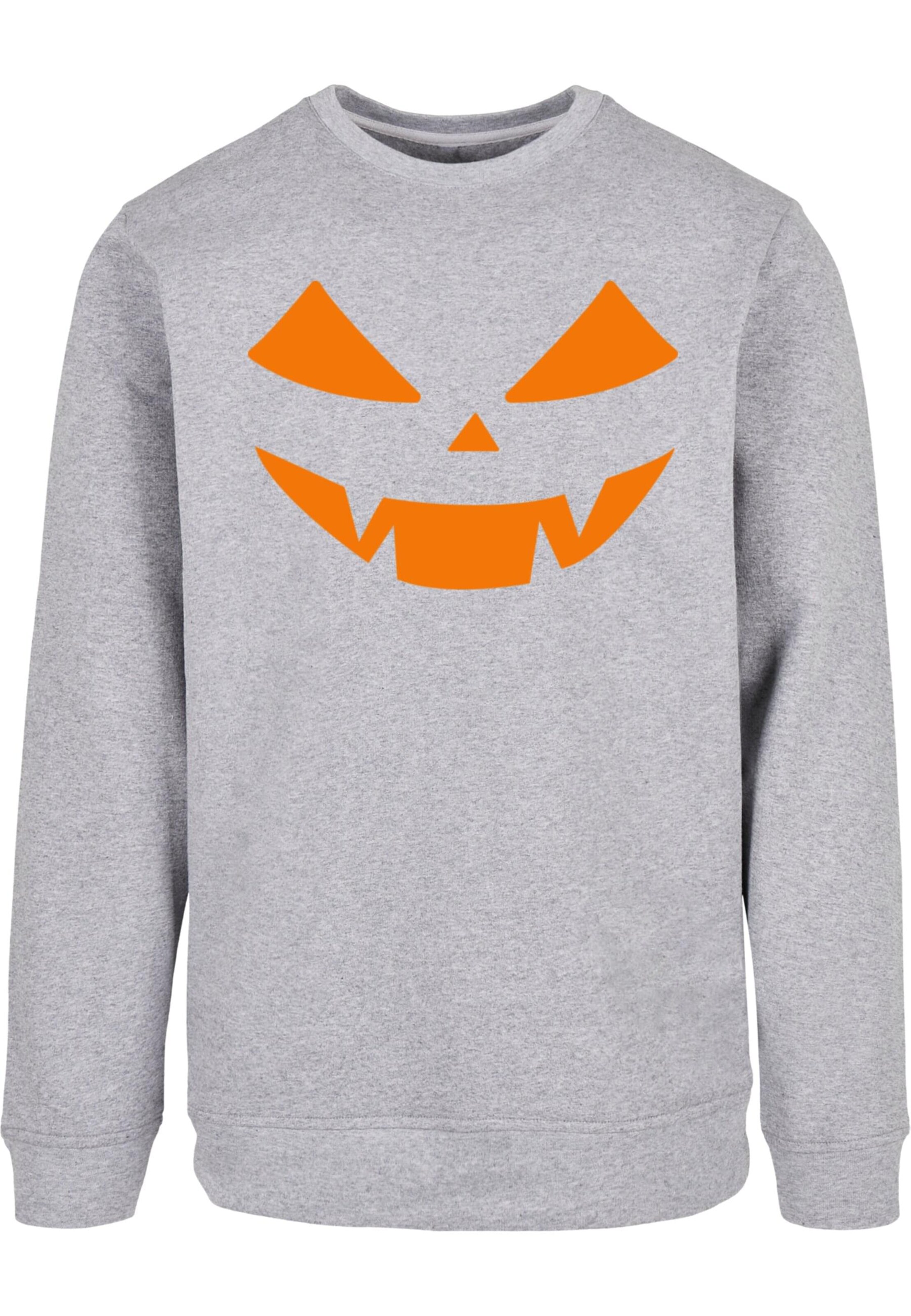 ABSOLUTE CULT Sweatshirt 'Halloween - Pumpkin Face' in Grijs: voorkant