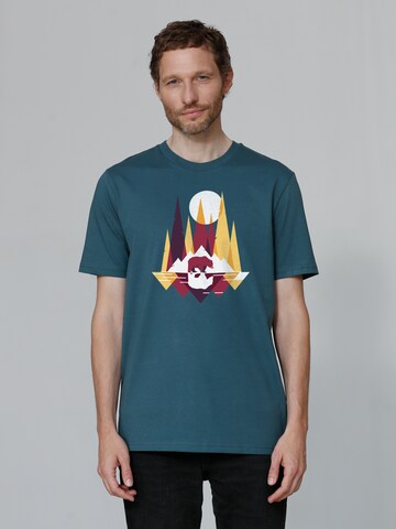 Watapparel T-Shirt ' Von Bären und Bergen ' in Blau: Vorderseite