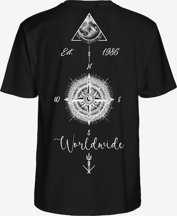 RMK Shirt 'Kompass' in Schwarz: Vorderseite