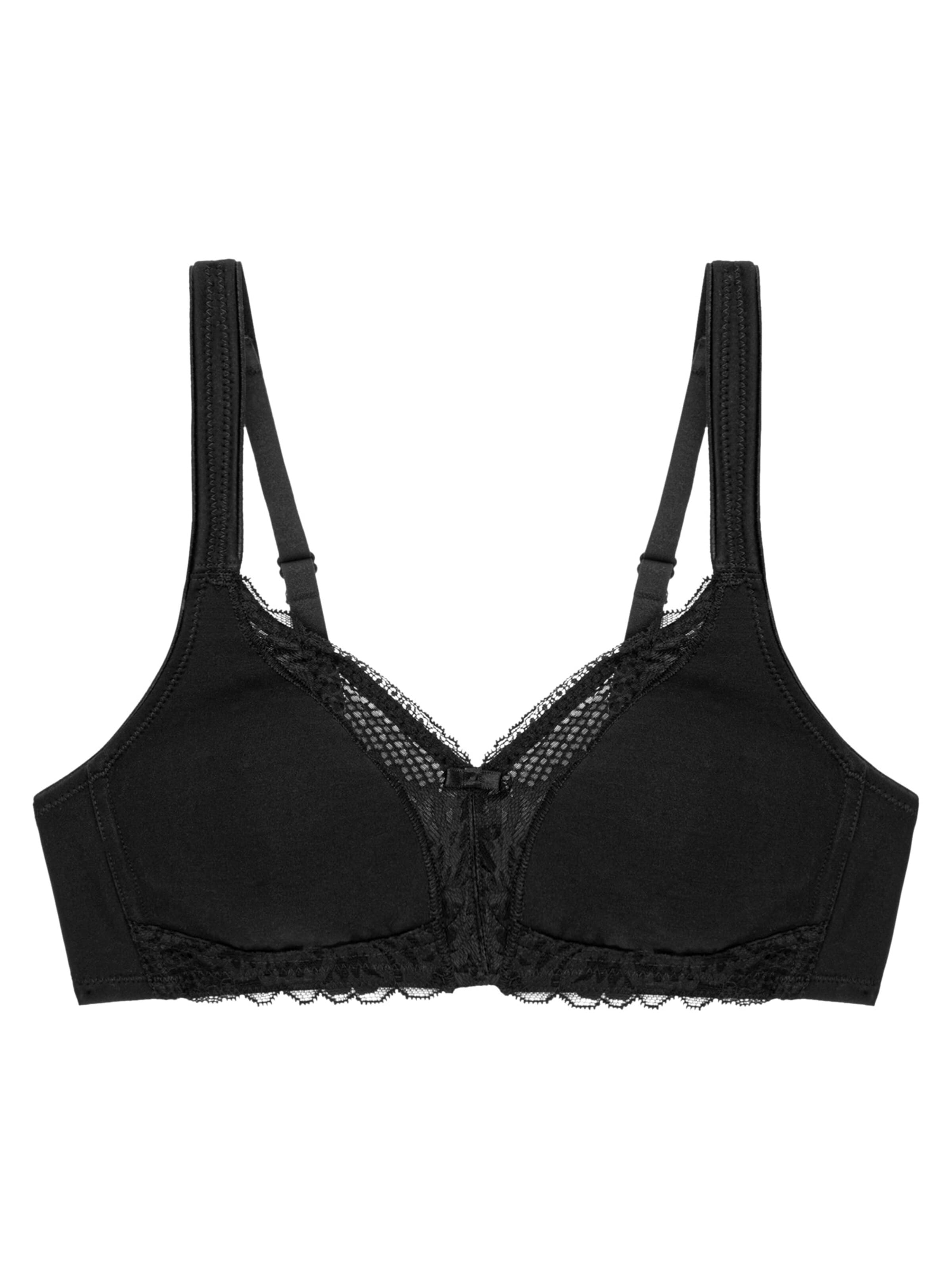 TRIUMPH T-Shirt BH 'Modern Lace + Cotton'‌‌‌‌‌‌ in Schwarz: Vorderseite