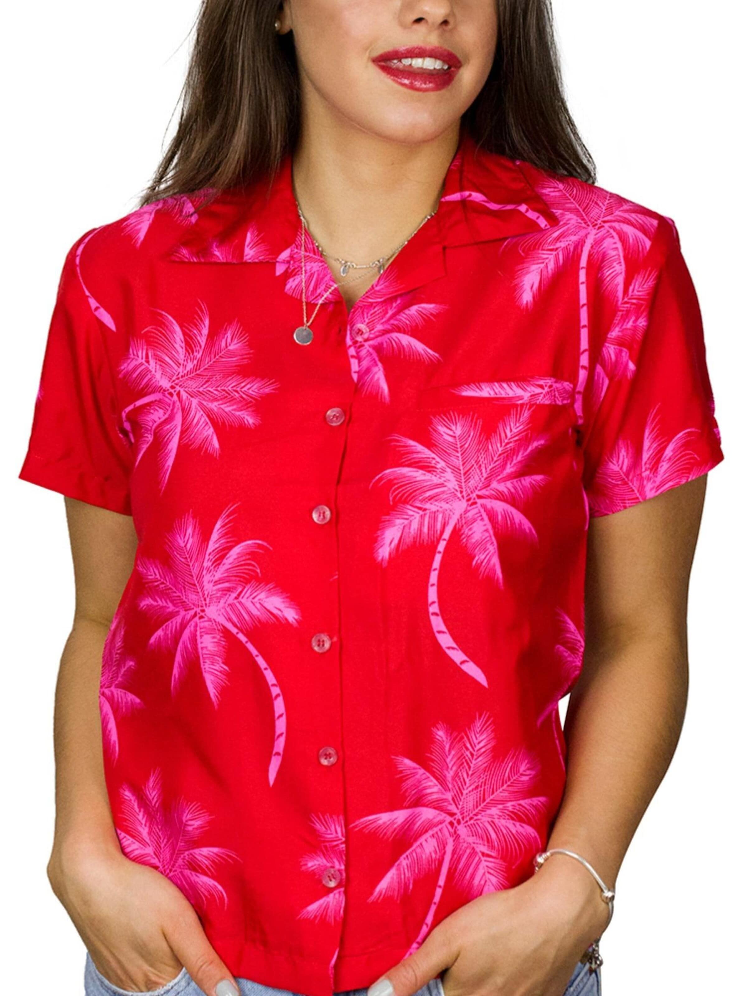 Camicia da donna 'Palmshadow' di King Kameha in rosa: frontale