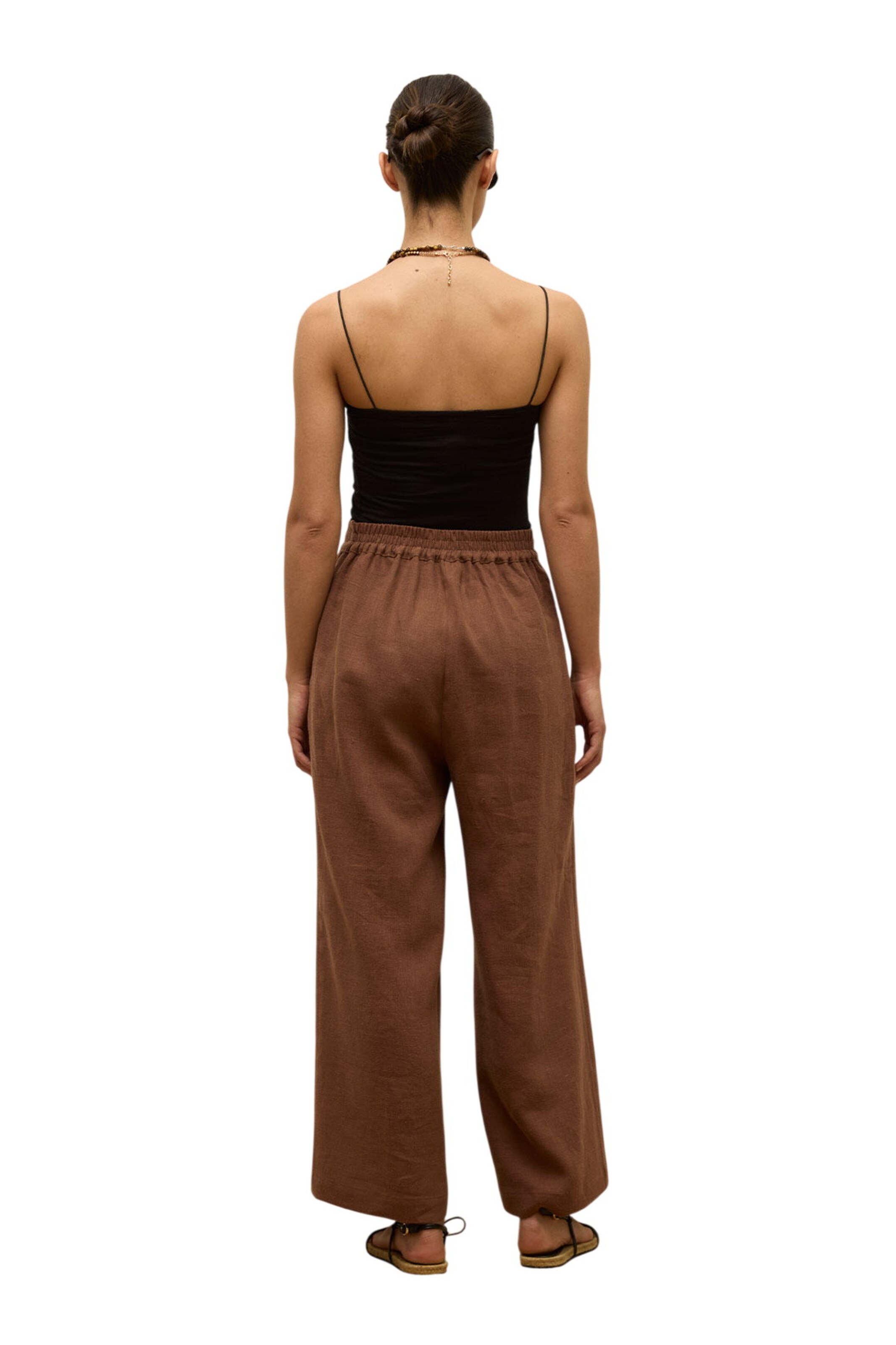 MANUKA Wide leg Broek in Bruin