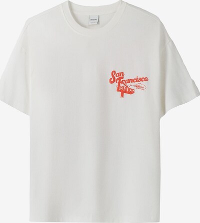 Bershka T-Shirt in hellrot / offwhite, Produktansicht
